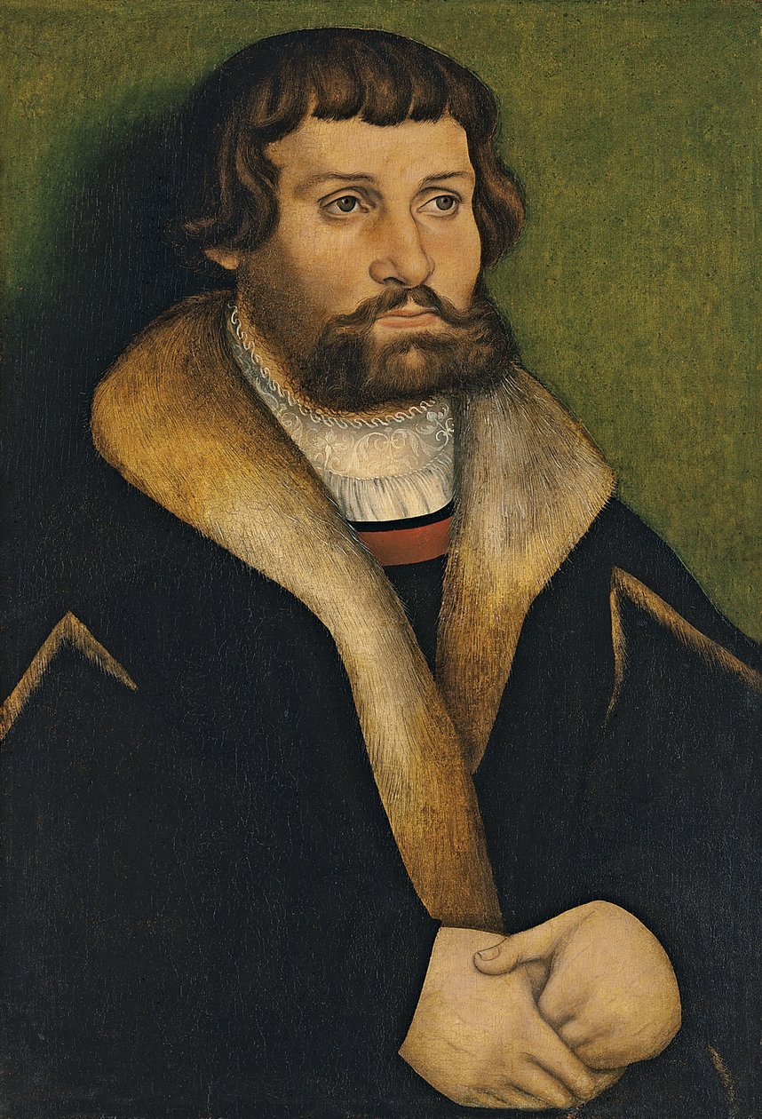 Duits: Bildnis eines bärtigen Mannes Portret van een bebaarde man door Hans Cranach