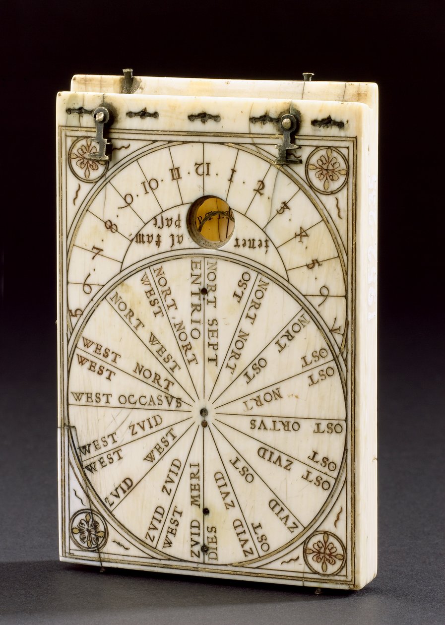Tabletkompas zonnewijzer, Neurenberg, 1574 door Hans Ducher