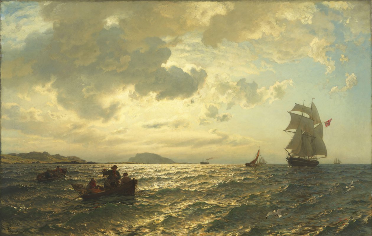 Frisse bries aan de Noorse kust door Hans Gude