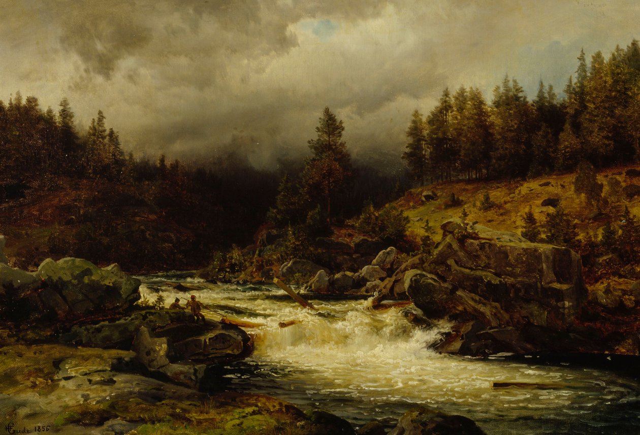 Stroomversnellingen in Noorwegen door Hans Gude