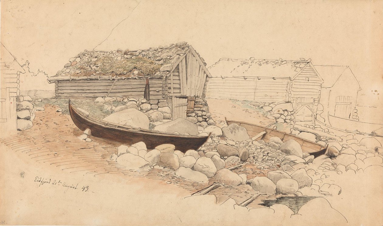 Uitzicht op Eidfjord door Hans Gude