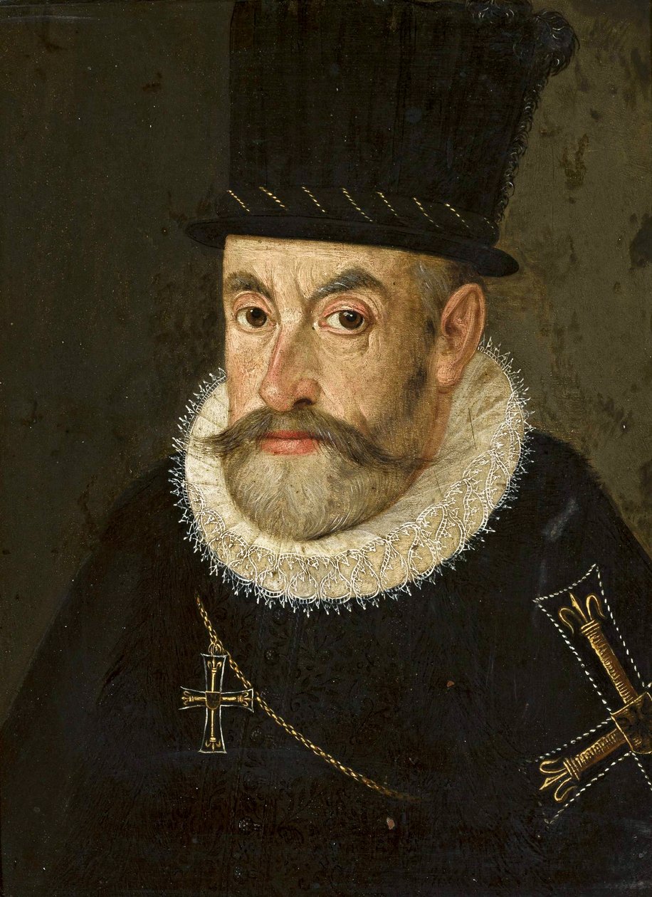 Pools: Portret van aartshertog Maximiliaan III van Habsburg (1558-1618) in de kleding van Grootmeester van de Duitse Orde (Pools) Portret van aartshertog Maximiliaan III van Oostenrijk (1558-1618). door Hans Henseiller