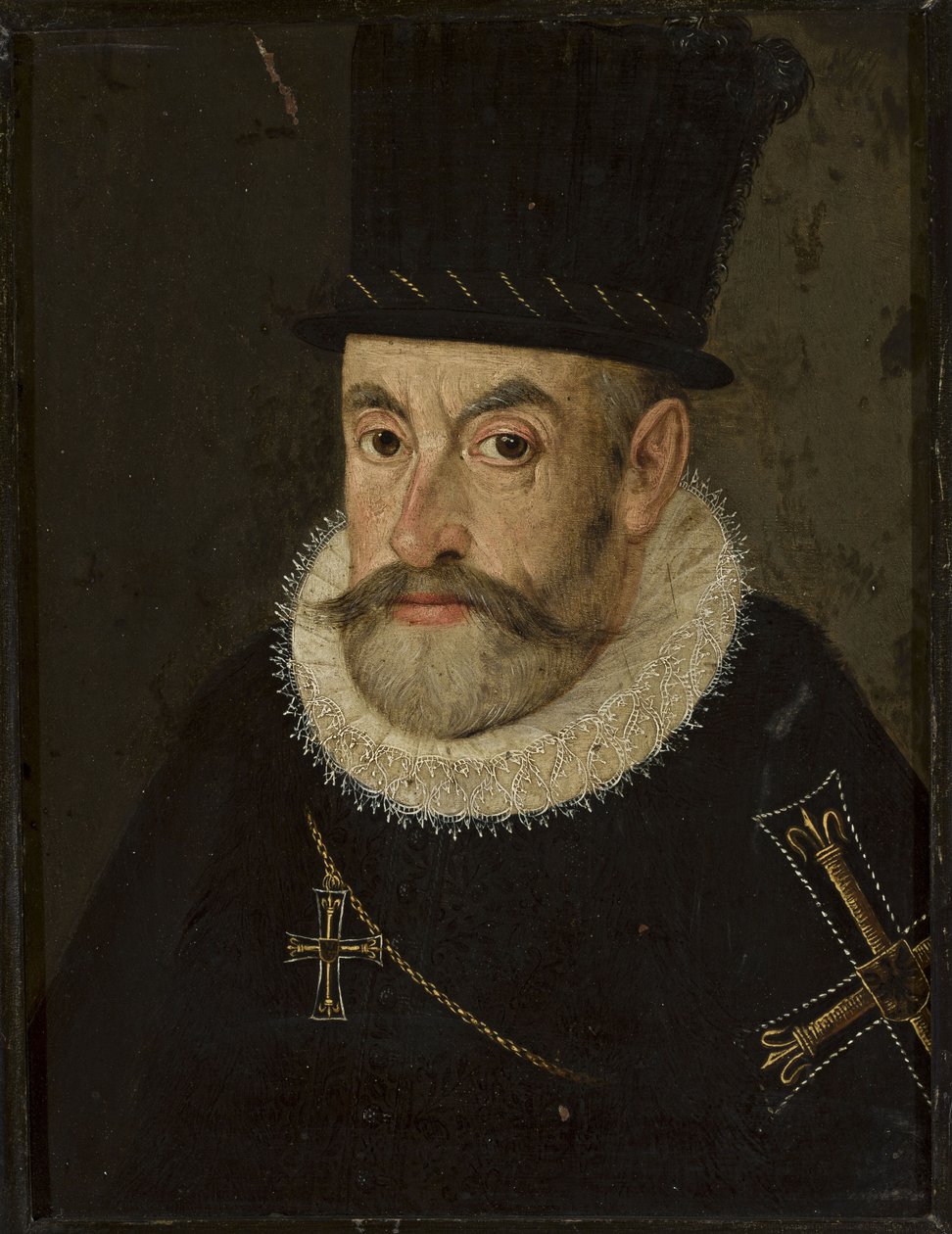 Pools: Portret van aartshertog Maximiliaan III van Habsburg (1558-1618) in de kleding van Grootmeester van de Duitse Orde (Pools) Portret van aartshertog Maximiliaan III van Oostenrijk (1558-1618). door Hans Henseiller