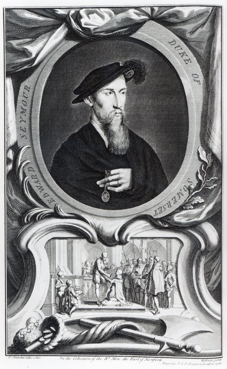 Edward Seymour, 1e Hertog van Somerset, gegraveerd door Jacobus Houbraken, 1738 door Hans Holbein der Jüngere