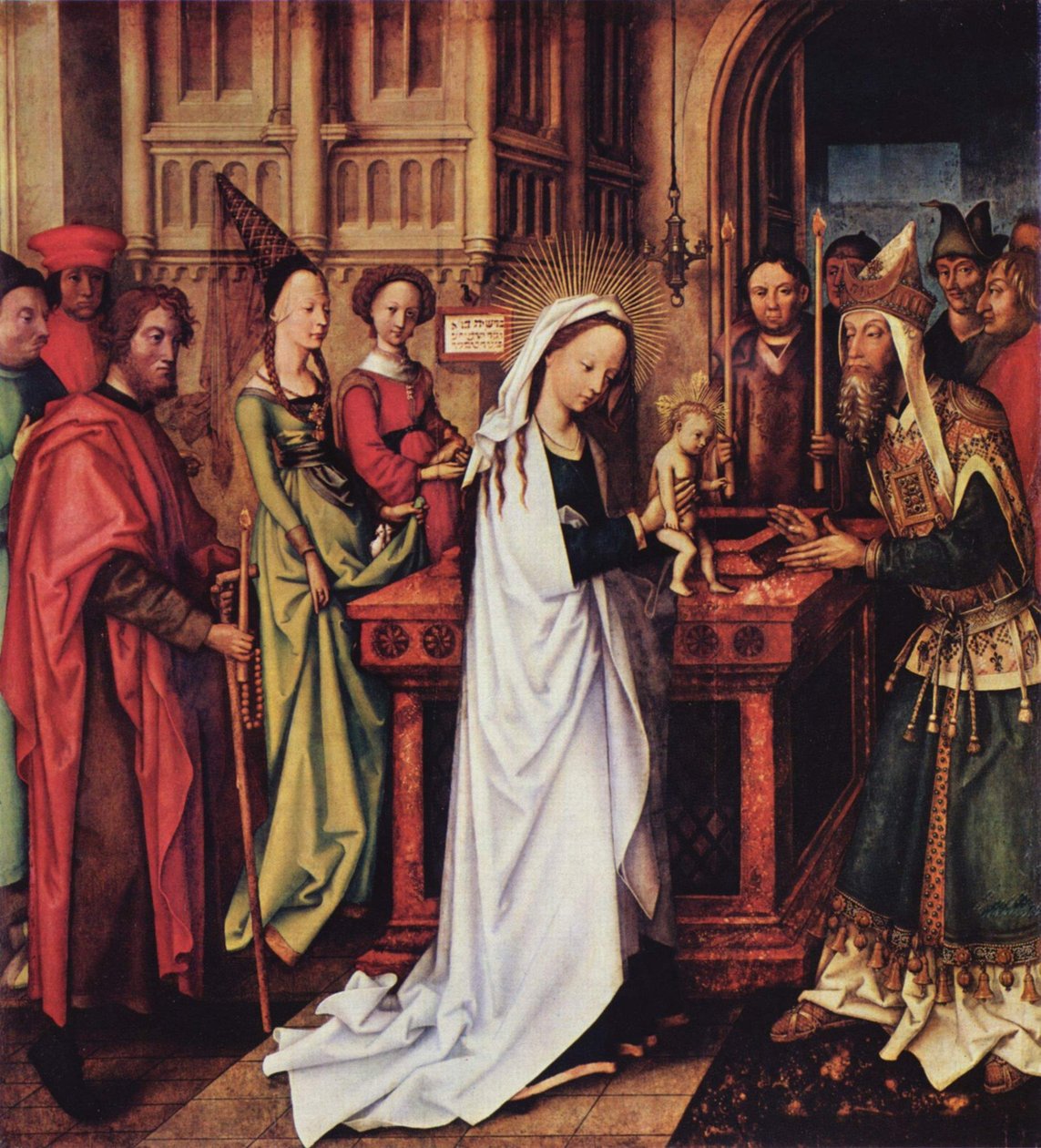 Duits: Darstellung Christi im Tempel Altaar van de Dominicanen, linker binnenvleugel, onderste paneel: De voorstelling van Christus in de Tempel door Hans Holbein the Elder