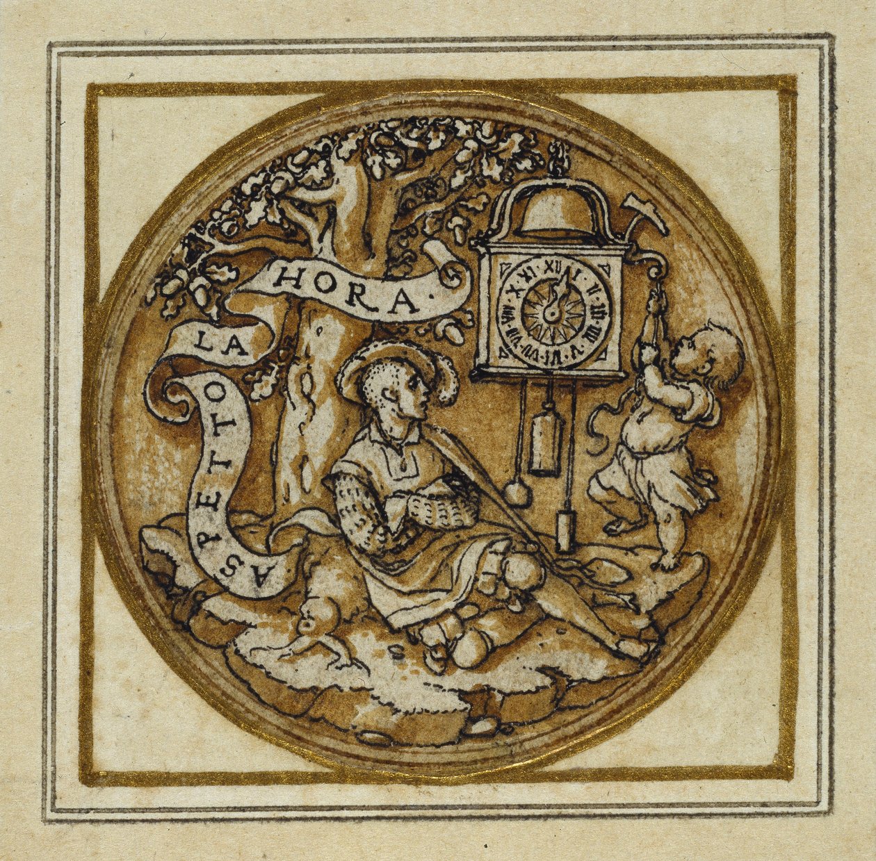 Allegorie van de Tijd - Ontwerp voor een hanger of hoedenspeld, ca. 1532-43 door Hans Holbein der Jüngere