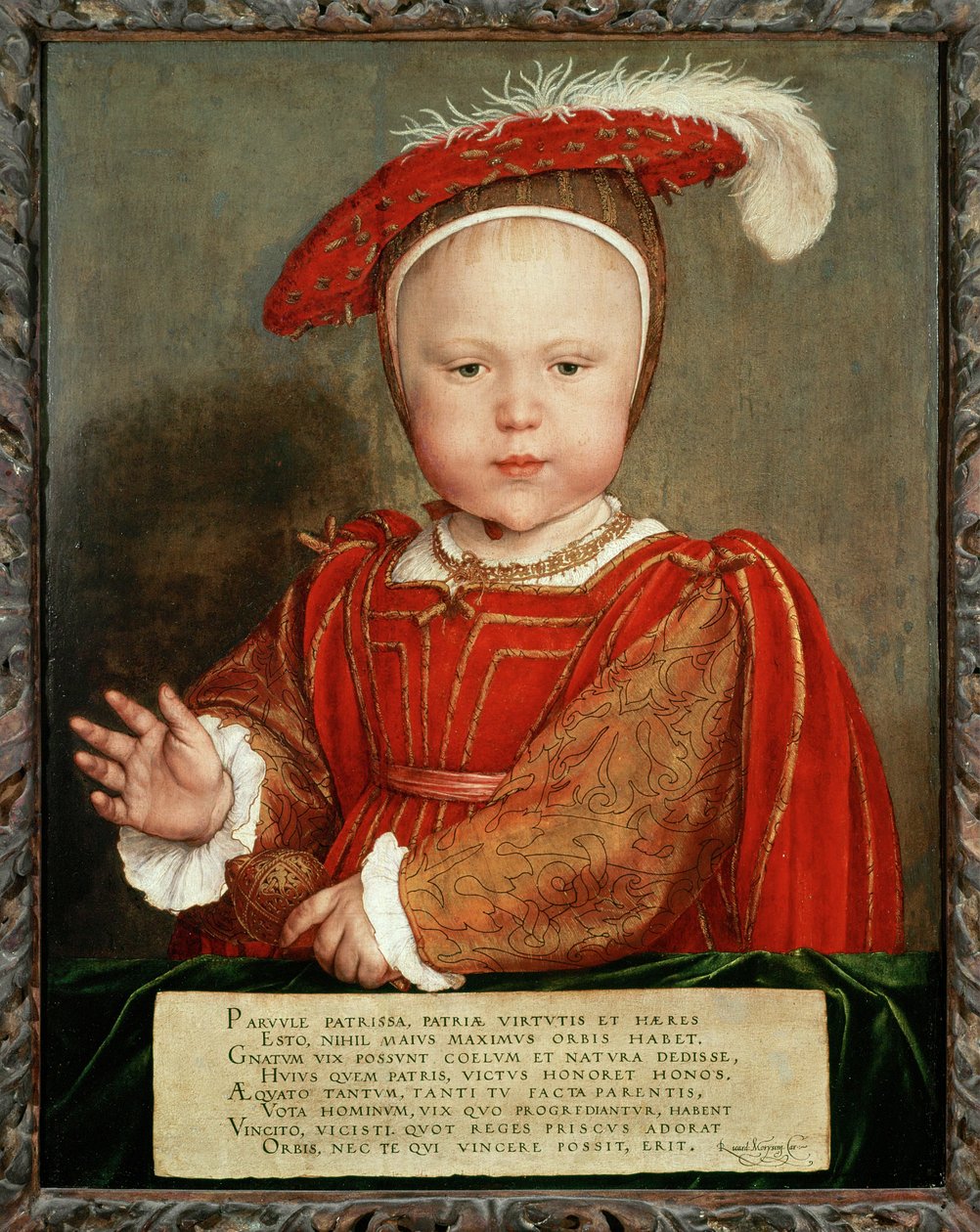 Edward VI als kind (schilderij op hout) door Hans Holbein the Younger