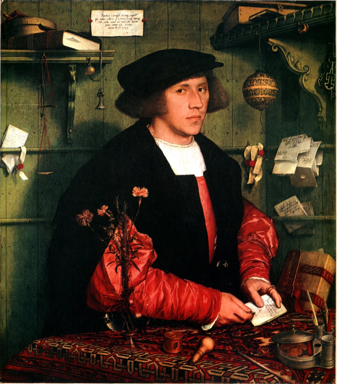 Duits: Der Kaufmann Georg Gisze De koopman Georg Gisze door Hans Holbein the Younger