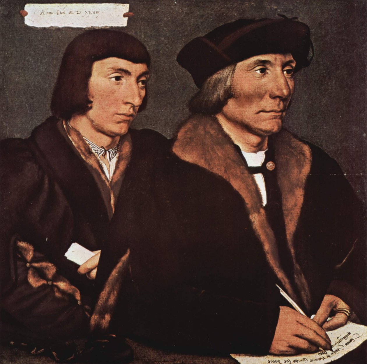 Duits: Thomas Godsalve (1481-1542) und sein Sohn Sir John (etwa 1510-1556) Portret van Thomas Godsalve en zijn Zoon John door Hans Holbein the Younger