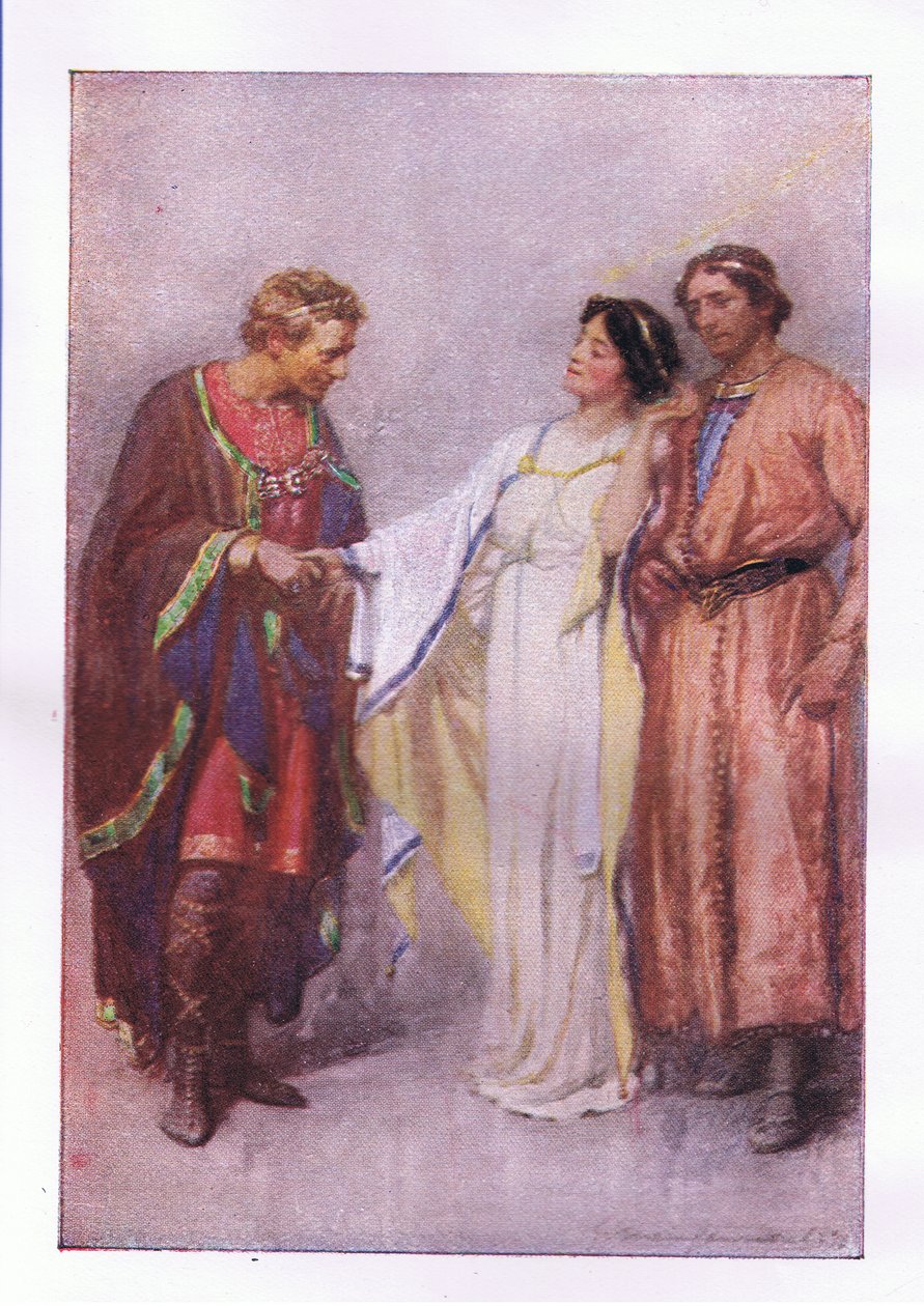 Hoe zeg je? Mijn gevangene of mijn gast? (Het Winterverhaal), uit De Volledige Werken van Shakespeare gepubliceerd door George Harrap & Co Ltd, 1920s door Hans Holbein der Jüngere