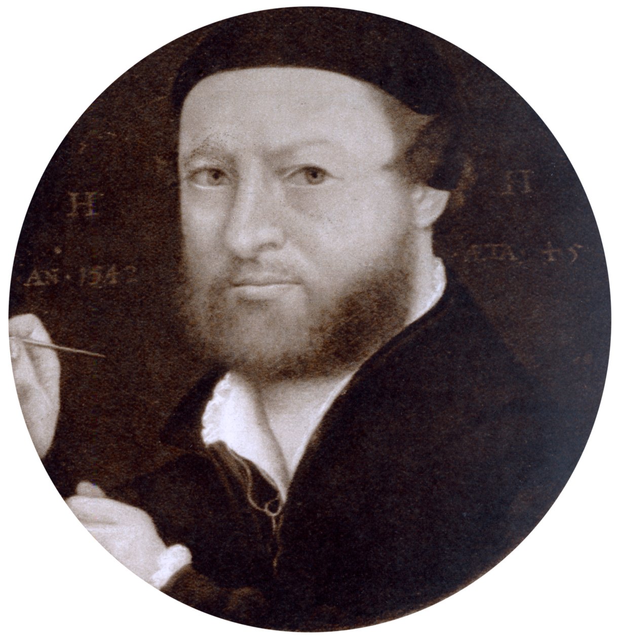 Zelfportret op 45-jarige leeftijd, 1542, 1936 door Hans Holbein der Jüngere