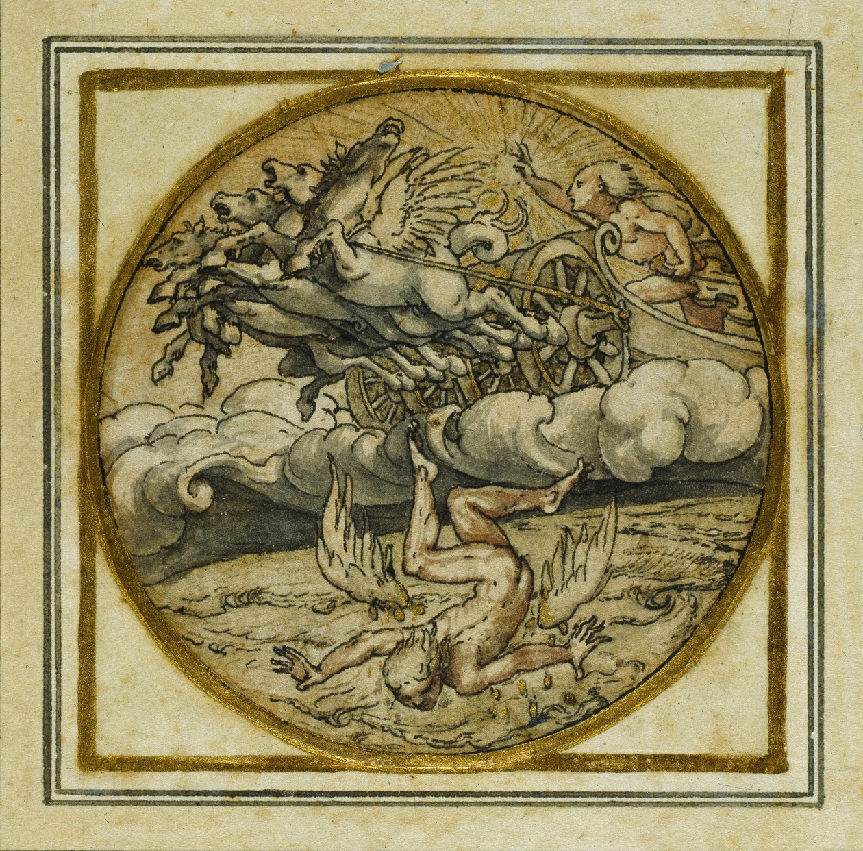 De Val van Icarus - Ontwerp voor een hanger of hoedenspeld, ca. 1532-43 door Hans Holbein der Jüngere