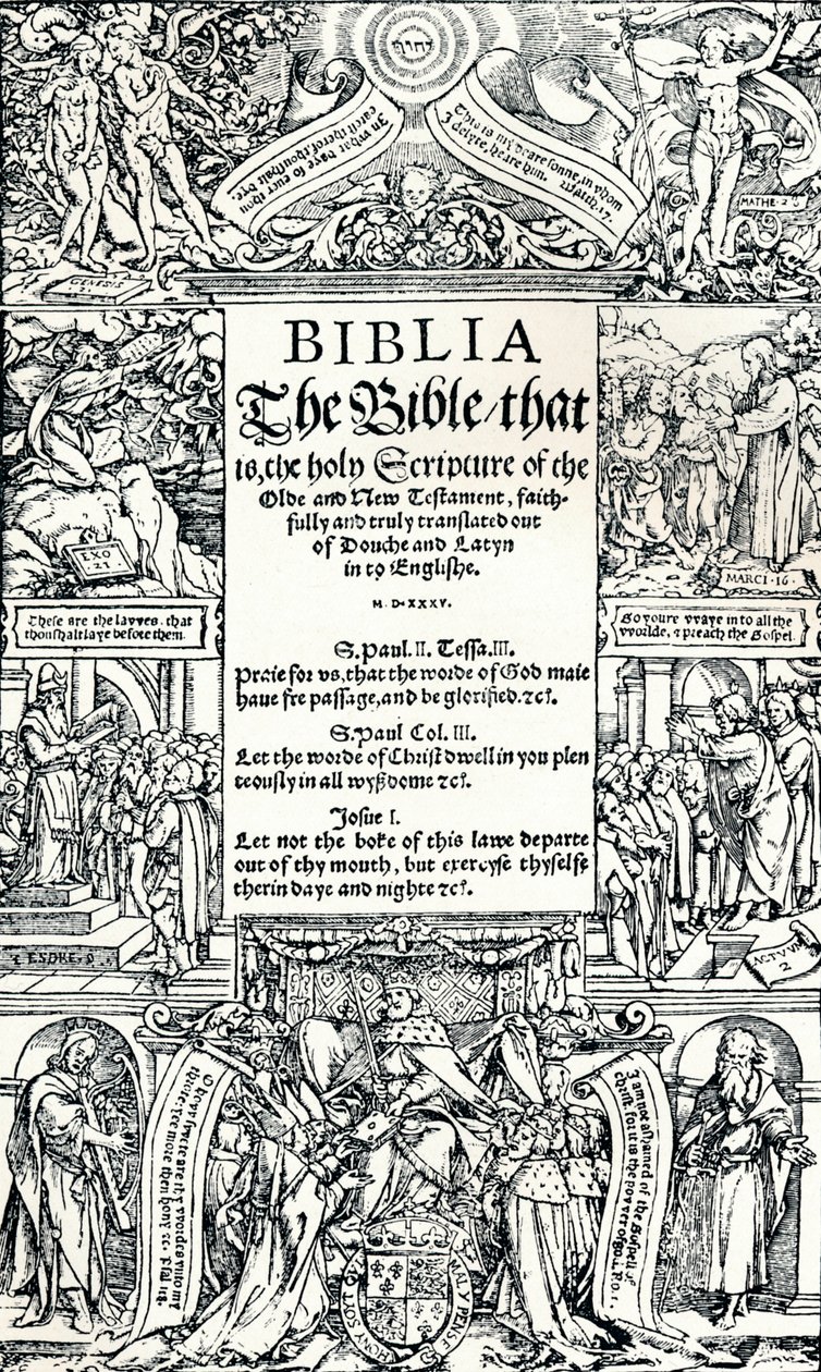 Titelpagina van Coverdales Engelse Bijbel, 1535 door Hans Holbein der Jüngere