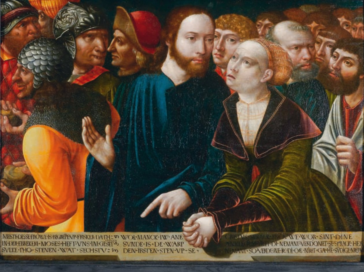 Christus en de overspelige vrouw door Hans Kemmer