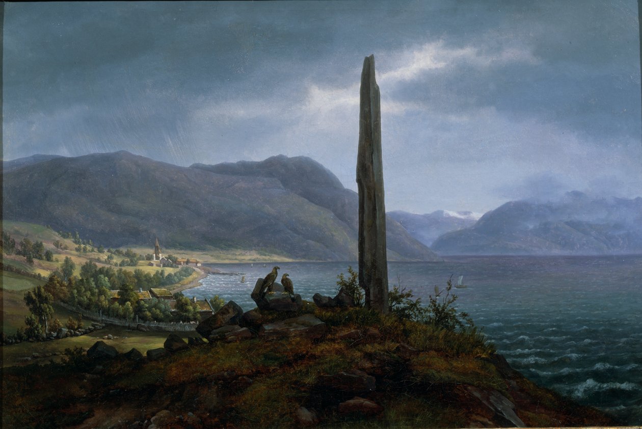De Frithjof gedenksteen op Leikanger bij Balestrand in Soon door Hans Leganger Reusch