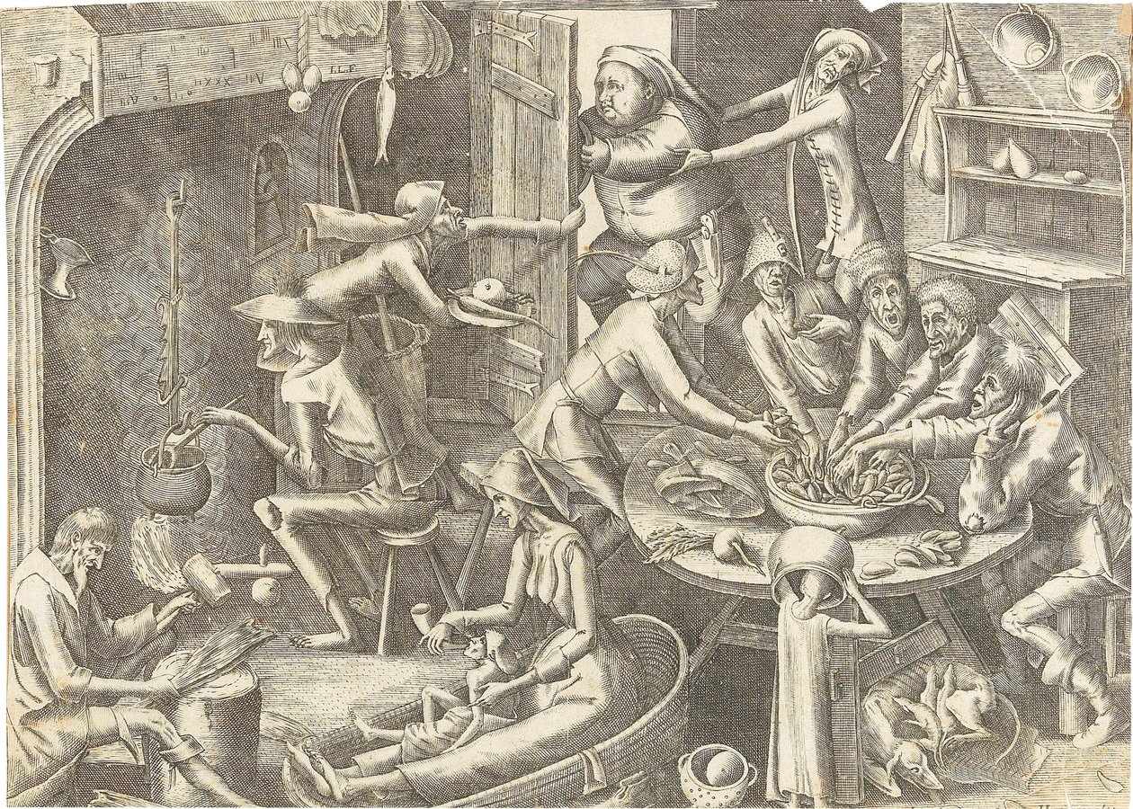 De Arme Keuken Na Pieter Brueghel I, ca. 1563 door Hans Liefrinck the Elder