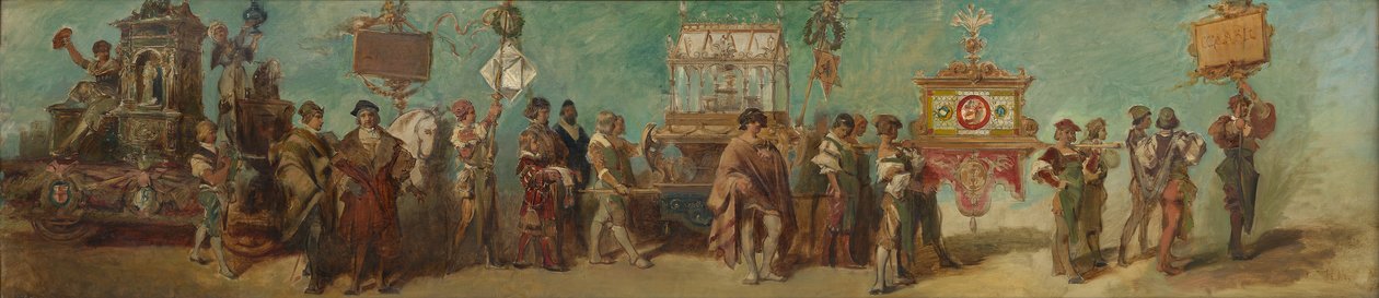 Ontwerp voor de feeststoet van 1879 - De pottenbakkers en de glazenmakers door Hans Makart