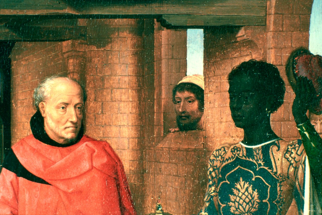 Aanbidding der Wijzen, Drieluik, Detail, c1453-1494 door Hans Memling