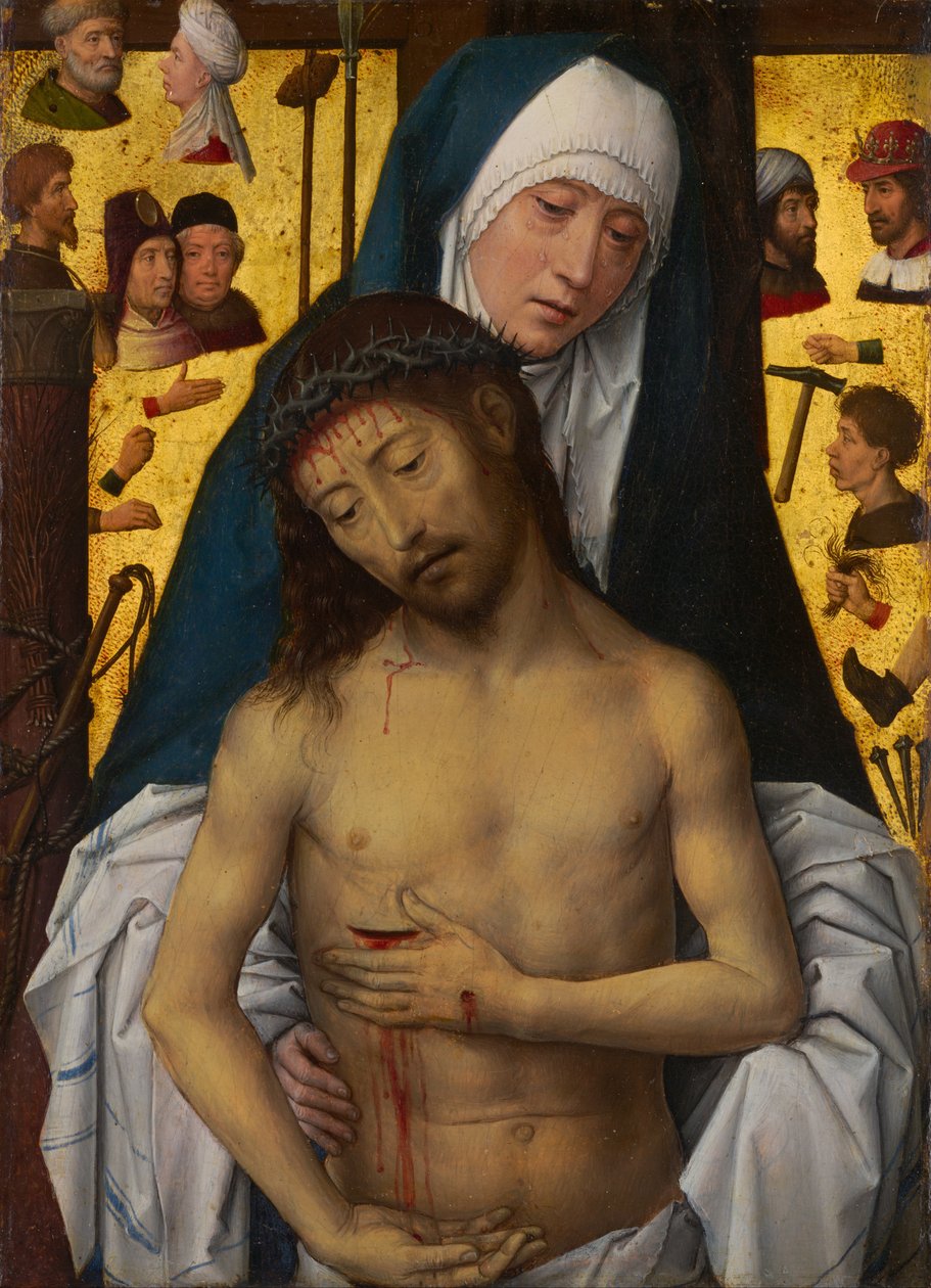 De maagd Maria toont de Man van Smarten door Hans Memling