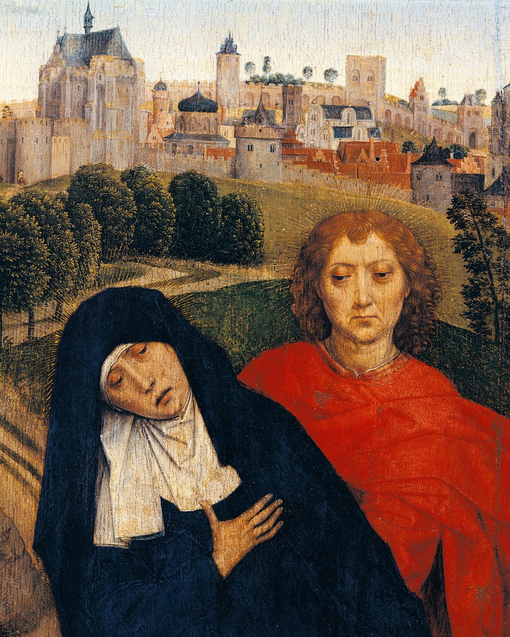 Onze Lieve Vrouw van Smarten, detail van Kruisiging door Hans Memling (circa 1430-1494) door Hans Memling
