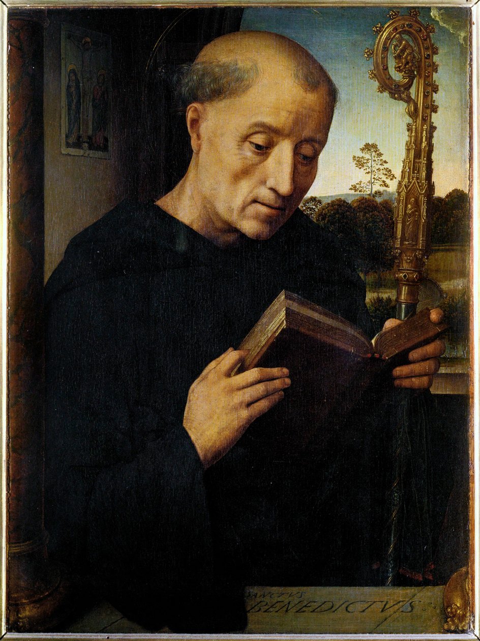 Sint Benedictus van Nurcia (hijgend) door Hans Memling