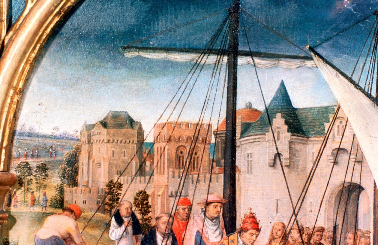 St. Ursula Schrijn, Vertrek uit Bazel (detail) door Hans Memling