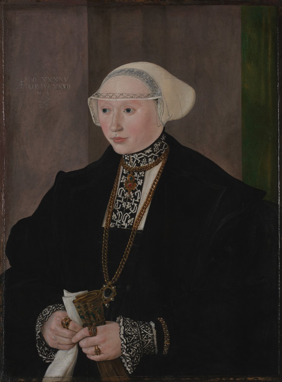 Portret van Maria Kitscher, Frau von Freyberg door Hans Mielich