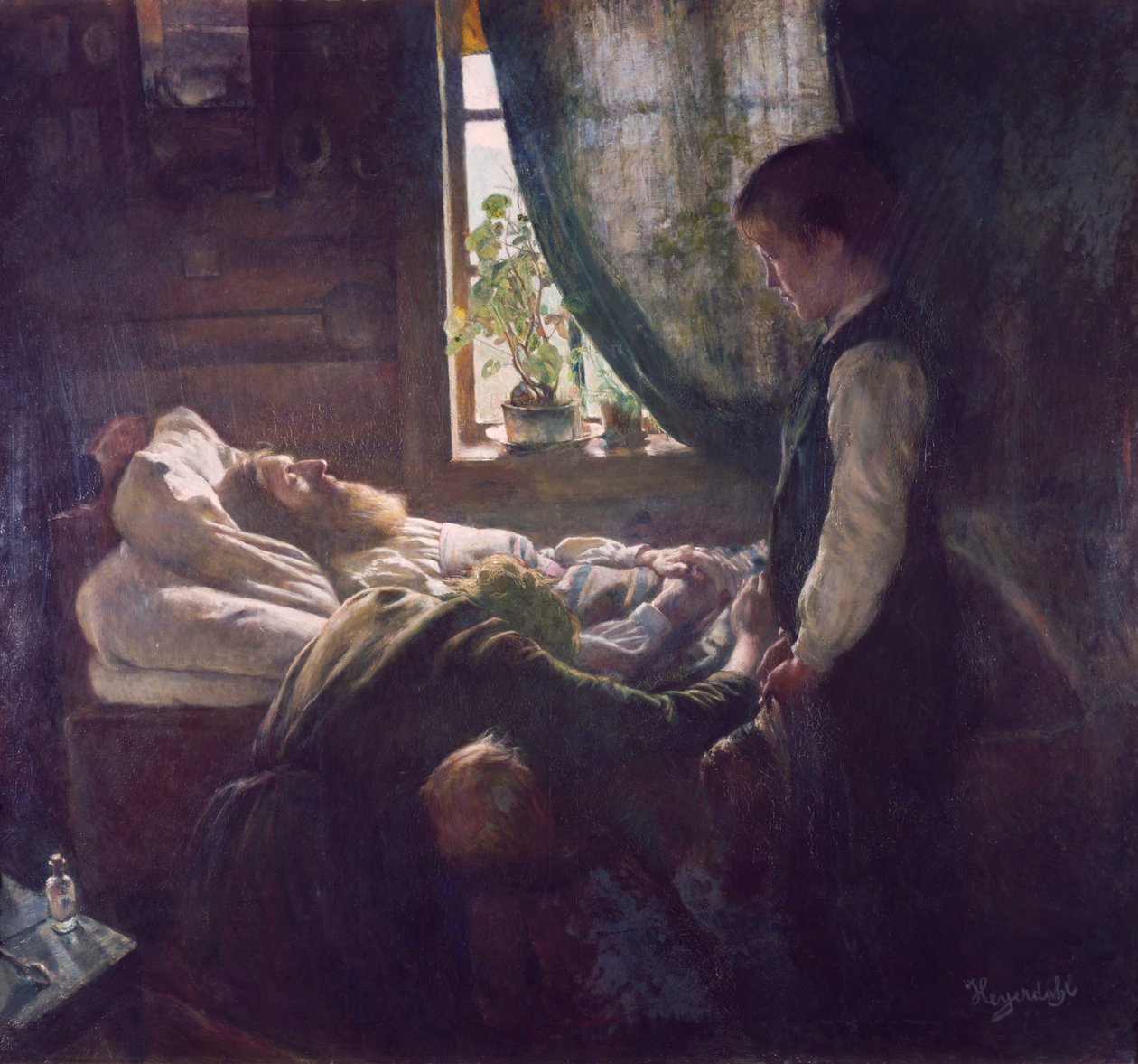 Het sterfbed van de arbeider door Hans Olaf Heyerdahl
