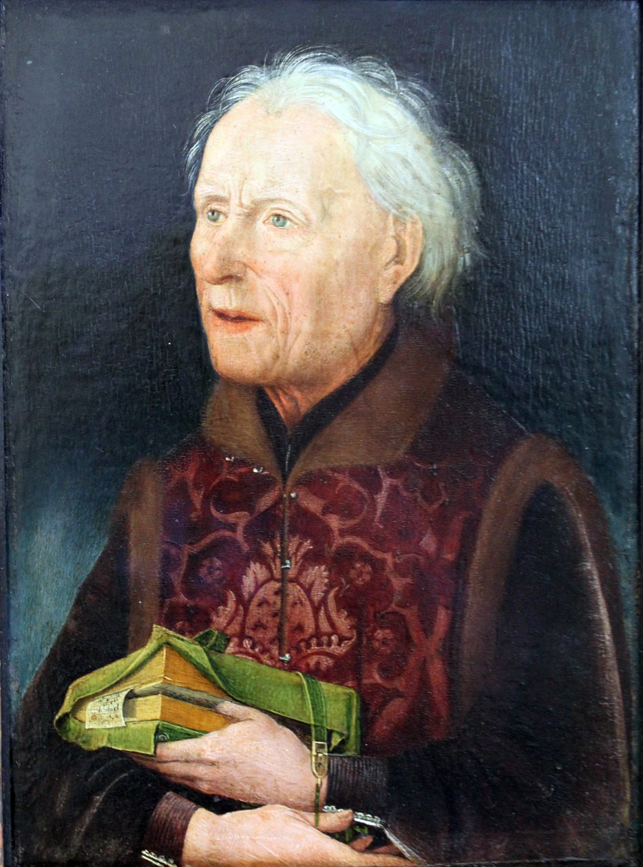 Portret van de kanunnik graaf Georg van Löwenstein door Hans Pleydenwurff
