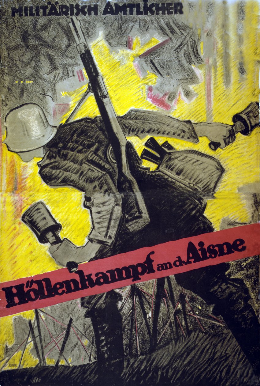 Slag in de Hel van de Aisne, 1918 door Hans Rudi Erdt
