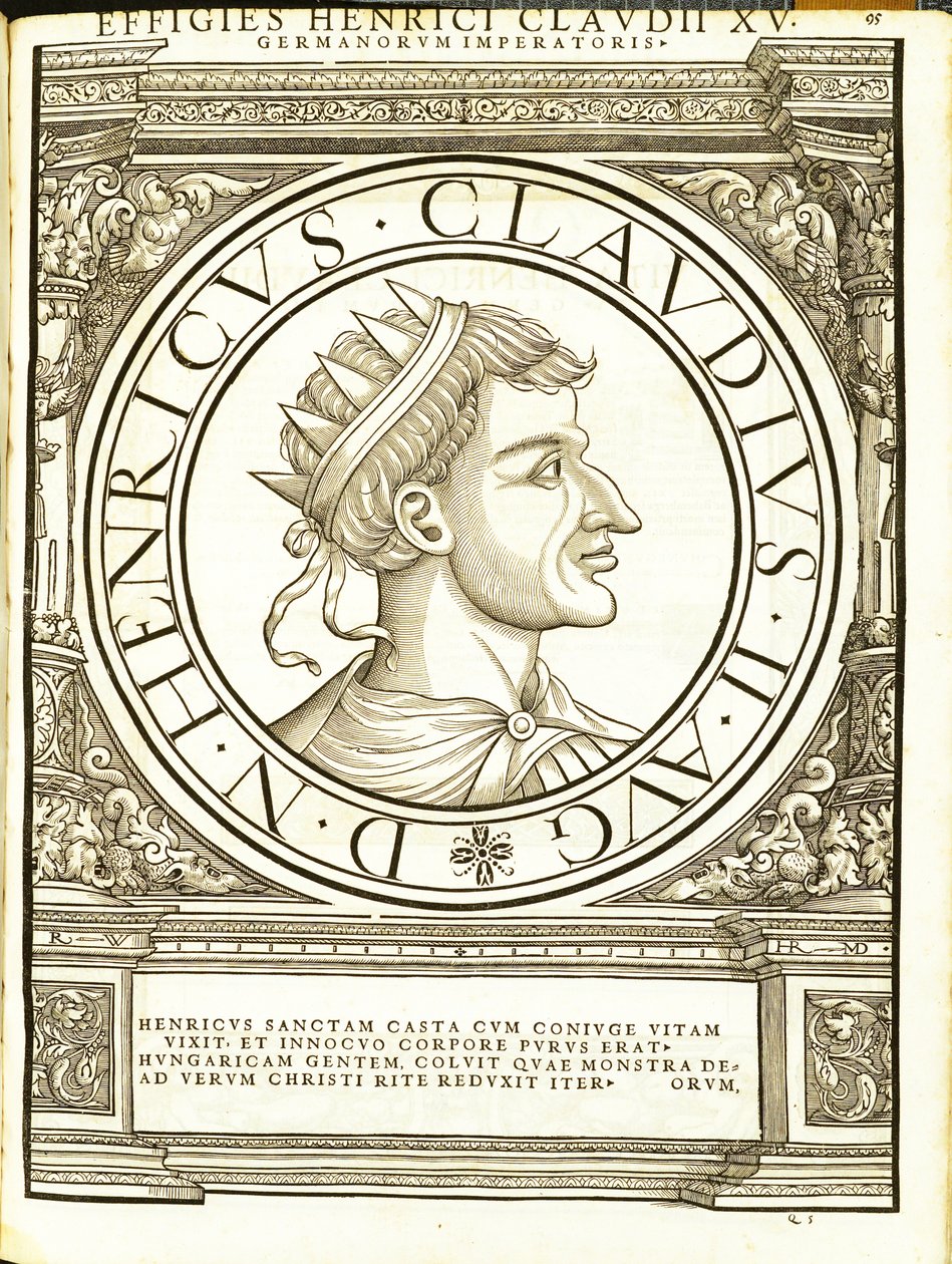 Henricus II Claudus, illustratie uit Imperatorum romanorum omnium orientalium et occidentalium verissimae imagines ex antiquis numismatis door Hans Rudolf Manuel Deutsch