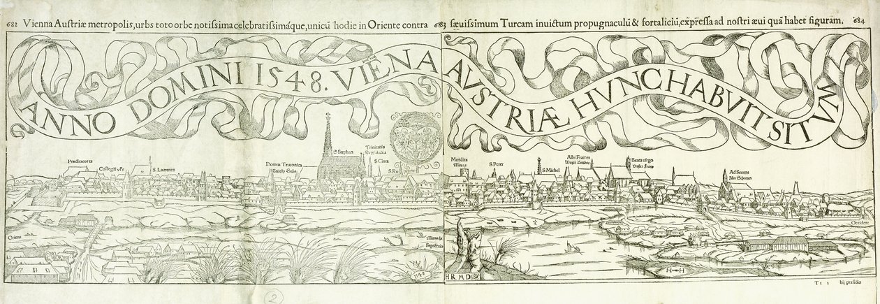 Stadsgezicht van Wenen in 1548, 1550 door Hans Rudolf Manuel Deutsch