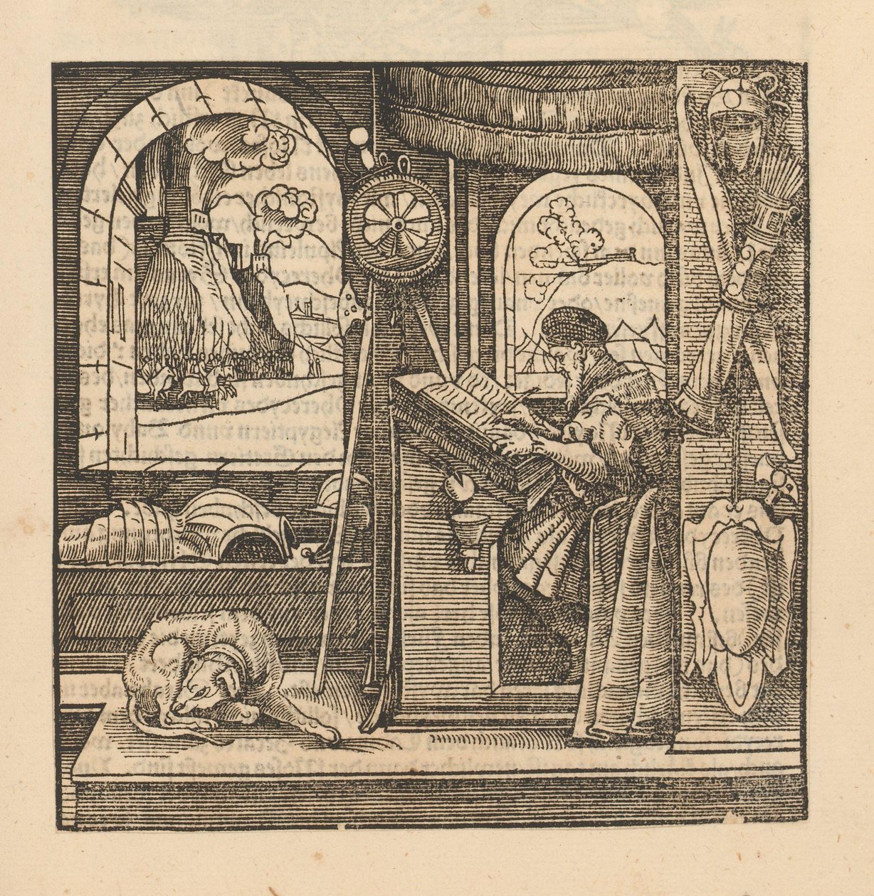 Man aan een schrijftafel door Hans Schäufelein (possibly)
