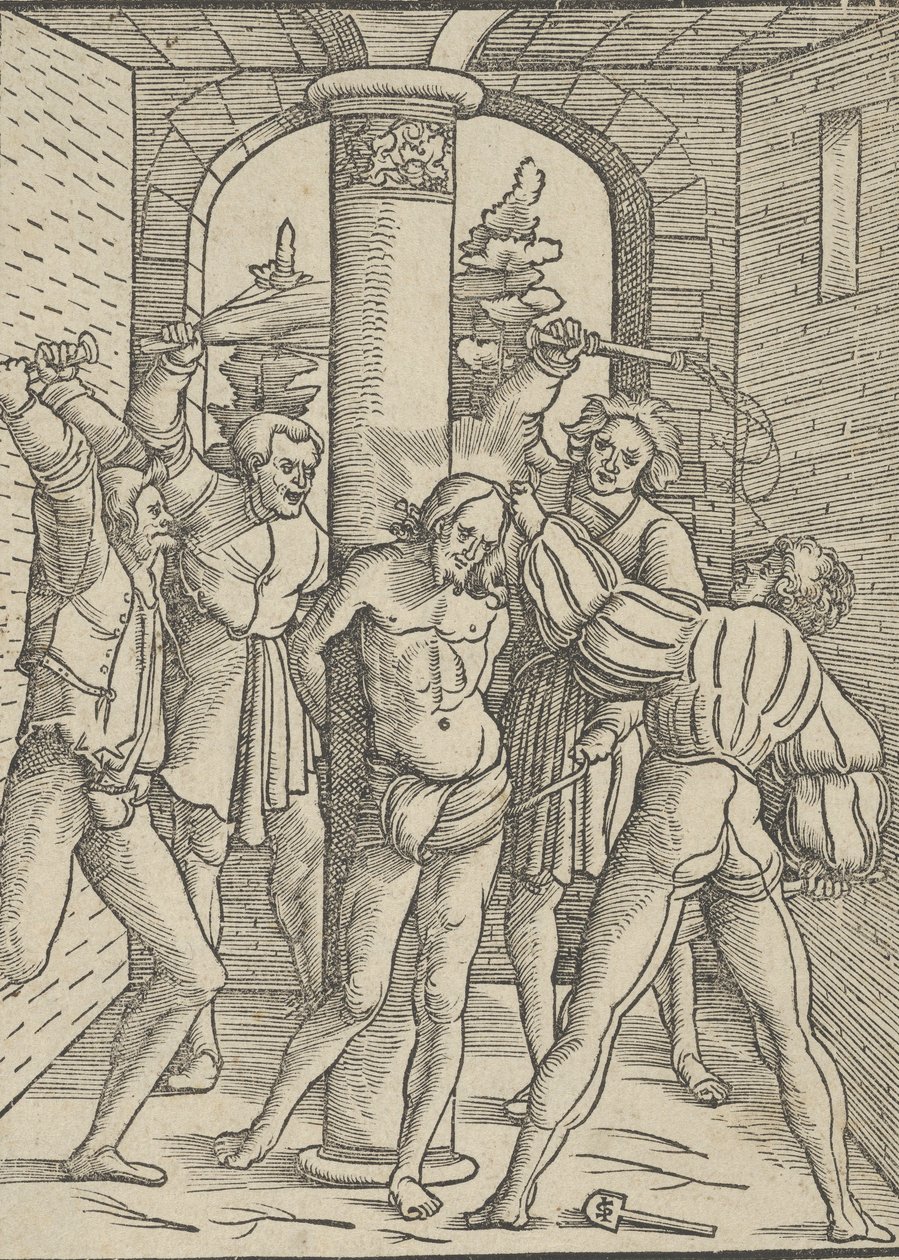 Christus gegeseld, uit De Leer, Leven en Passie van Jezus Christus door Hans Schäufelein the Elder