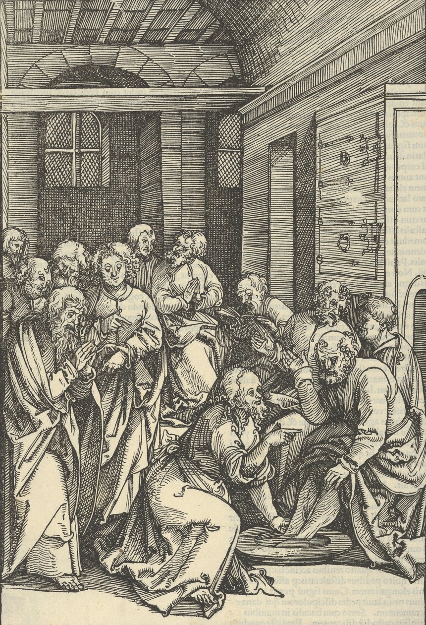 Christus wast de voeten van Sint Petrus, uit Speculum passionis domini nostri Ihesu Christi, 1507 door Hans Schäufelein the Elder