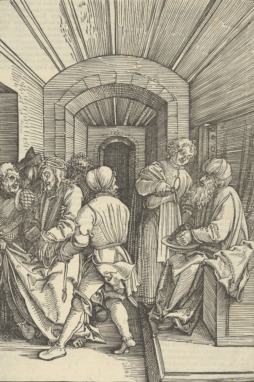 Pilatus Wast zijn Handen, uit Speculum passionis domini nostri Ihesu Christi door Hans Schäufelein the Elder