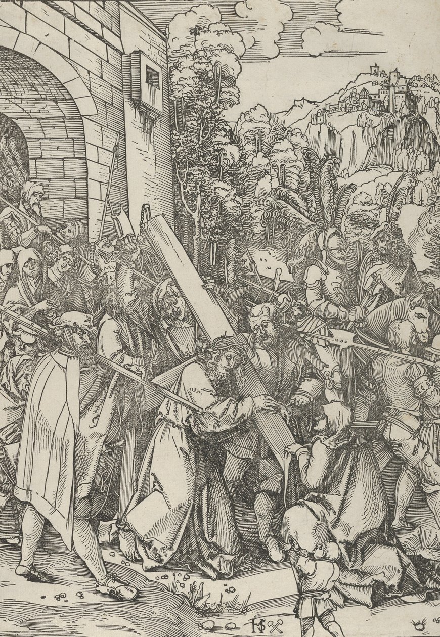 Het dragen van het kruis door Hans Schäufelein the Elder
