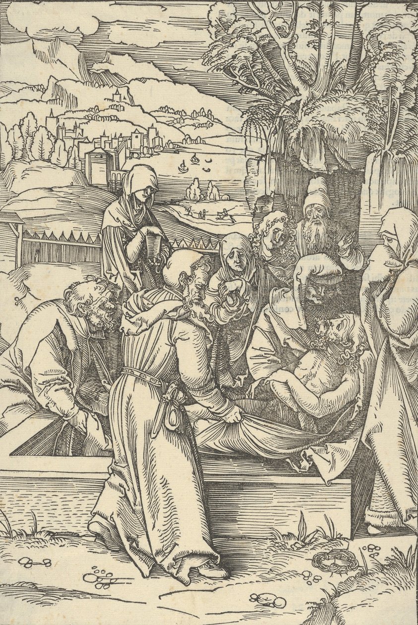 De graflegging, uit Speculum passionis domini nostri Ihesu Christi door Hans Schäufelein the Elder