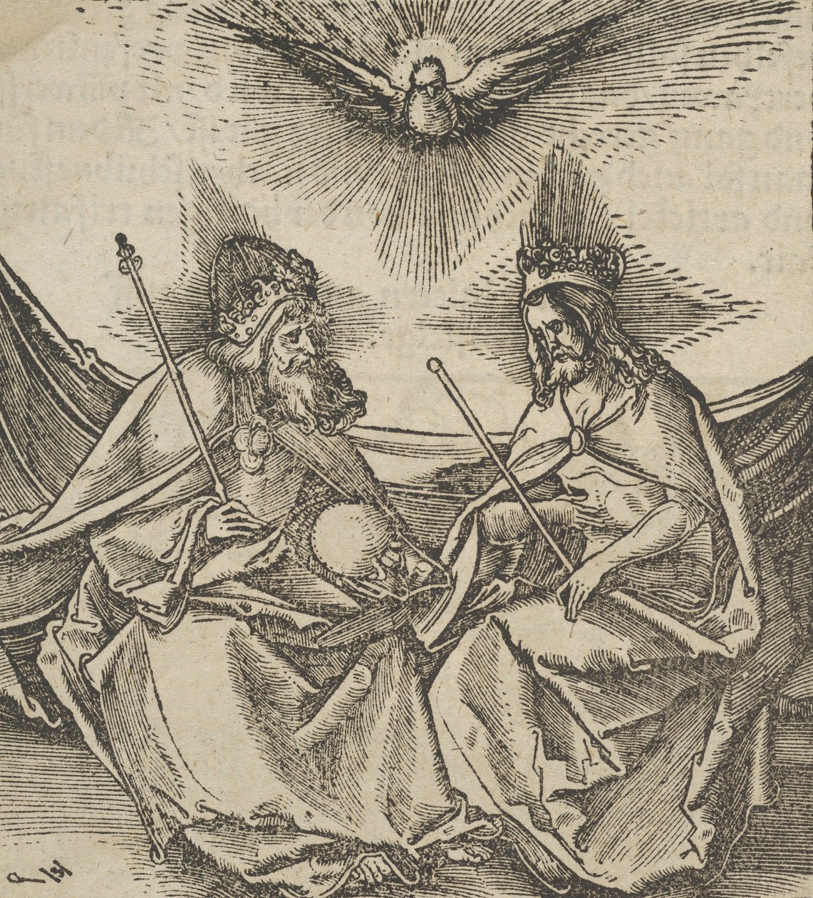 De Heilige Drie-eenheid, uit Hymmelwagen auff dem, wer wol leeft door Hans Schäufelein the Elder