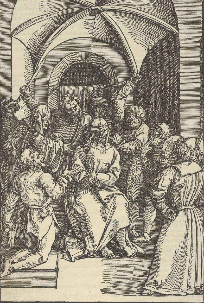De Bespotting van Christus, uit Speculum passionis domini nostri Ihesu Christi, 1507 door Hans Schäufelein the Elder