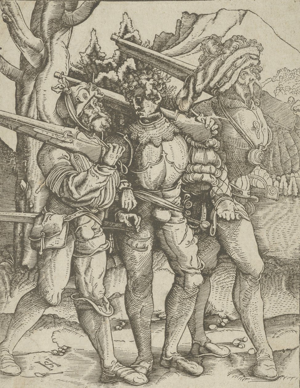 Drie Soldaten met Musketten, ca. 1511-1515 door Hans Schäufelein the Elder