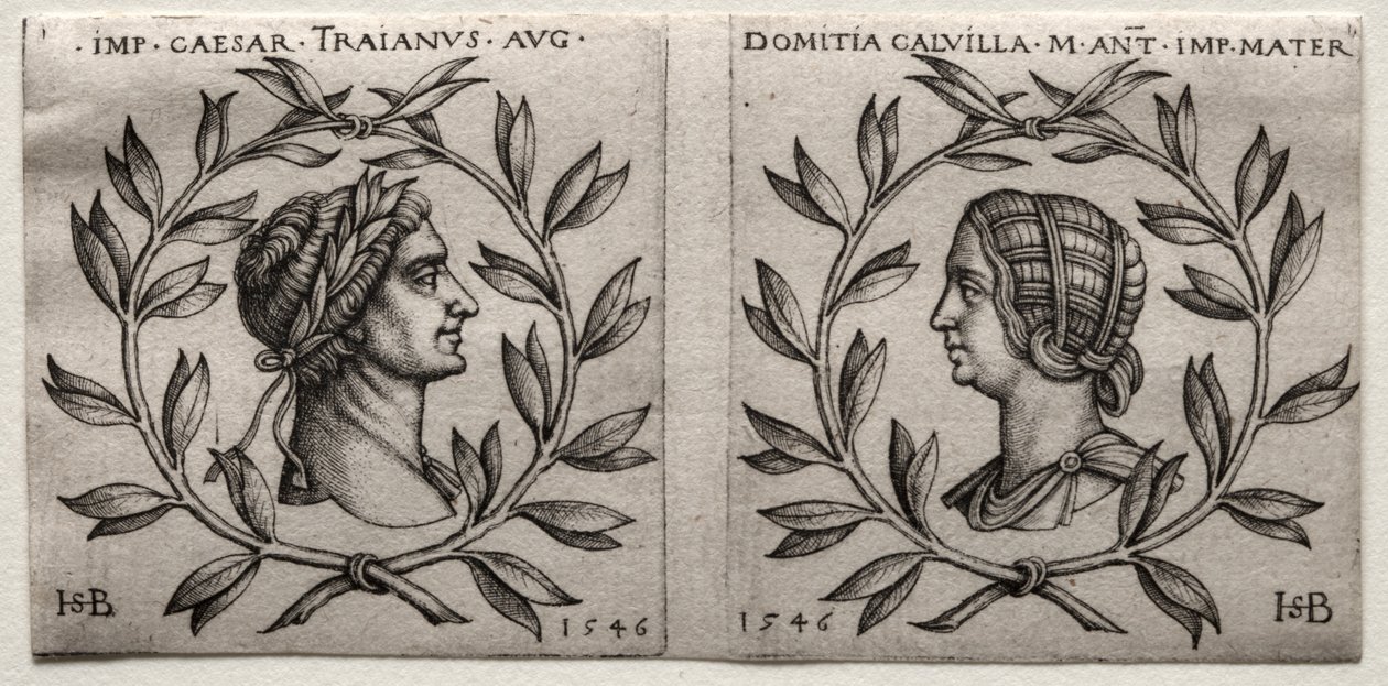 Bustes van keizer Trajanus en Domitia Calvilla, 1546 door Hans Sebald Beham