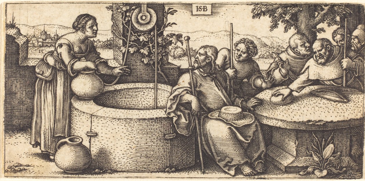 Christus en de vrouw van Samaria door Hans Sebald Beham