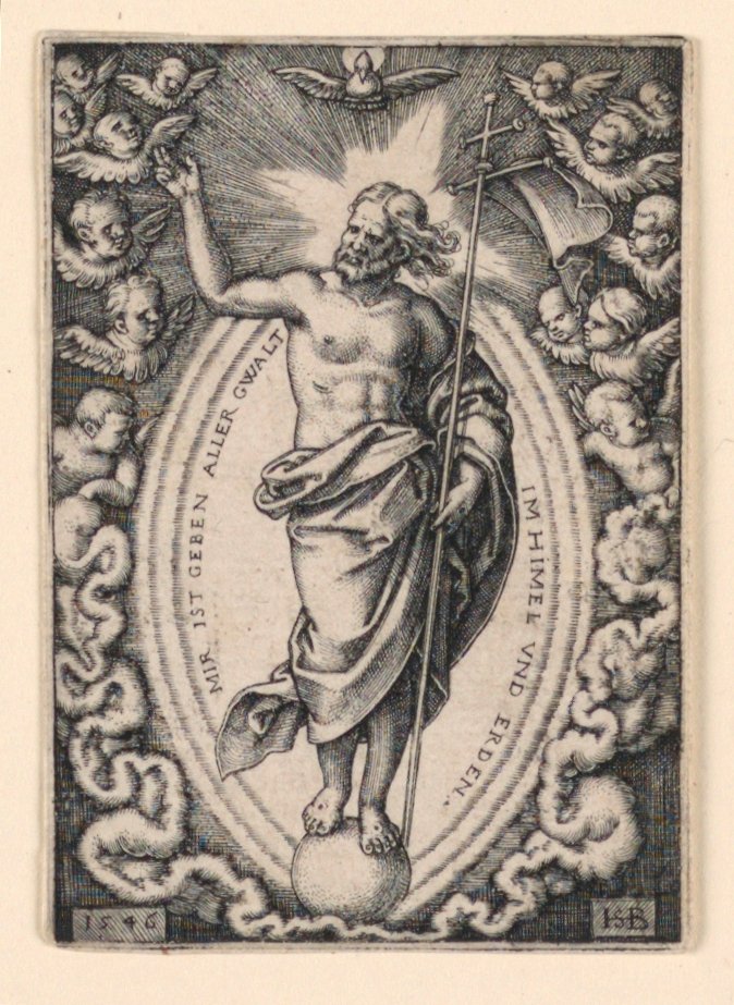 Christus op de wereldbol door Hans Sebald Beham