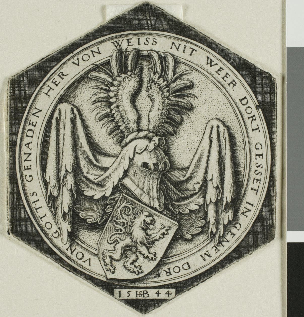 Wapen met een staande leeuw door Hans Sebald Beham