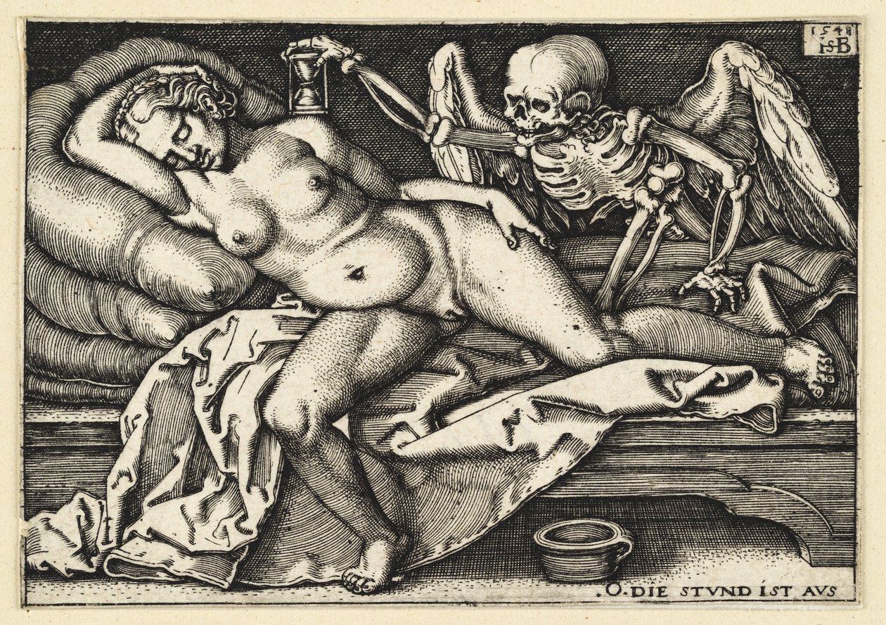 De dood en de slapende vrouw door Hans Sebald Beham