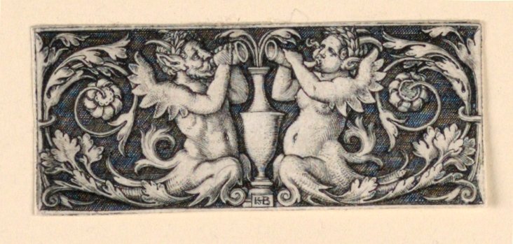 Fries met een vaas geflankeerd door mannelijke en vrouwelijke Tritons door Hans Sebald Beham