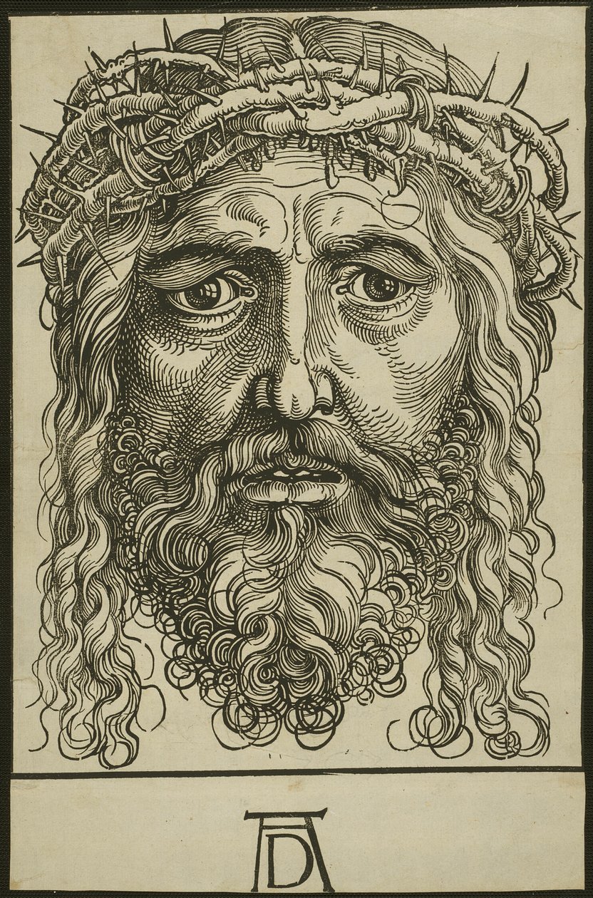 Hoofd van Christus gekroond met doornen door Hans Sebald Beham