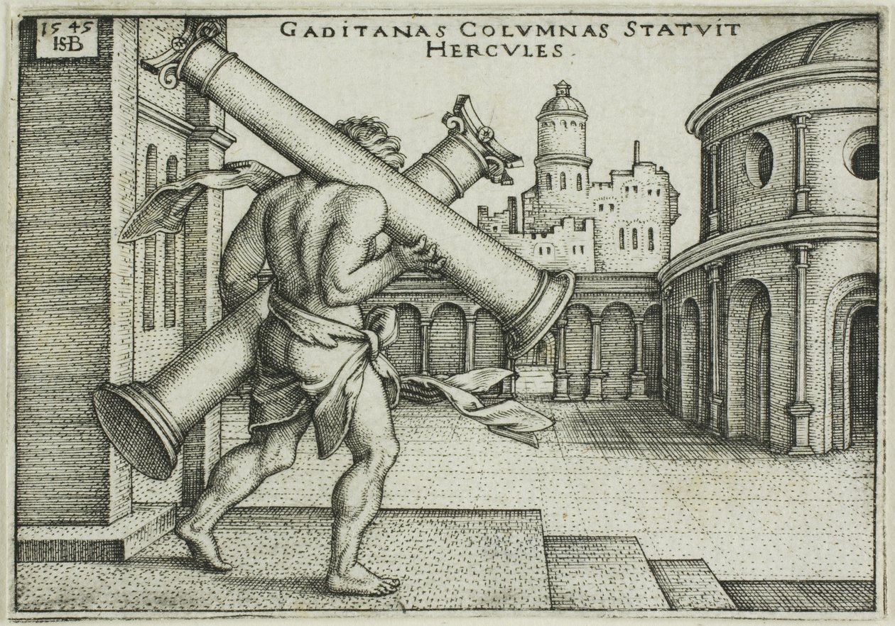Hercules en de zuilen van Gaza door Hans Sebald Beham