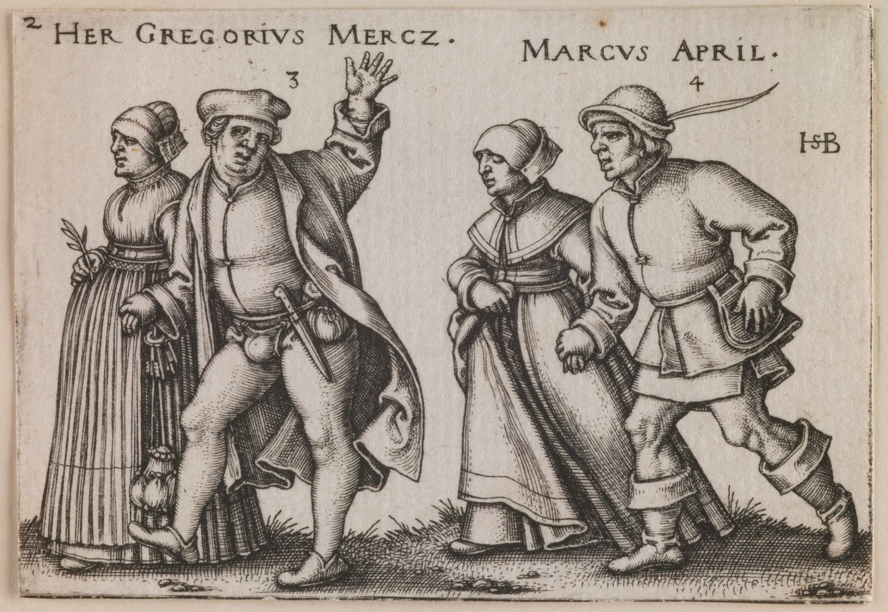 "Maart en april" uit de serie "Het boerenfeest of de twaalf maanden". door Hans Sebald Beham